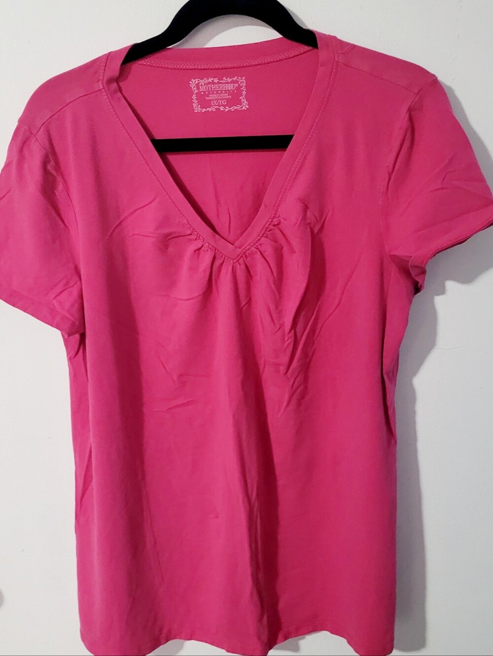 Motherhood Maternity Pink Top Blouse Cap Sleeves Sz. 1X Cotton Spandex